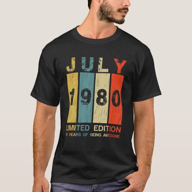 Camiseta Impresionante Desde Julio De 1980 41ª Tee De Cumpl (Anverso)