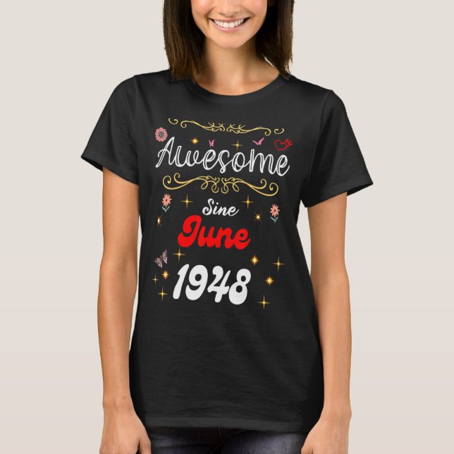 Camiseta Impresionante desde junio de 1948 Flores de cumple (Anverso)