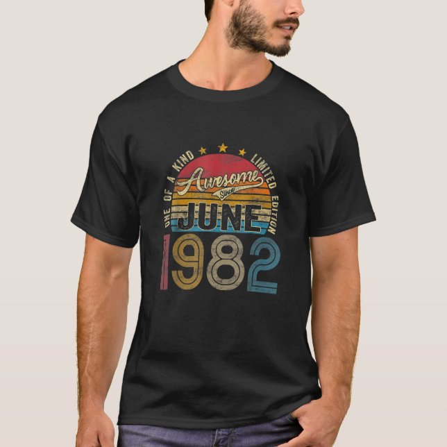 Camiseta Impresionante Desde Junio De 1982 40º Regalo De Cu (Anverso)