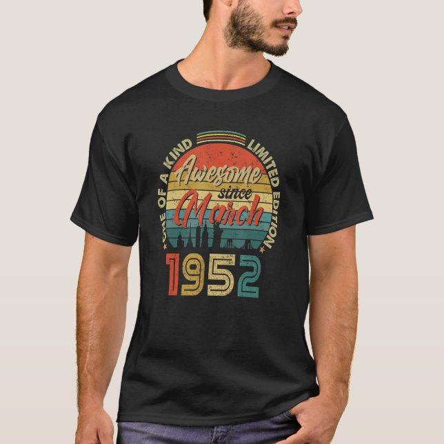 Camiseta Impresionante desde marzo de 1952 Vintage cumpleañ (Anverso)