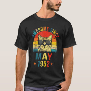 Camiseta Impresionante Desde Mayo 1952 70 Cumpleaños  Gato