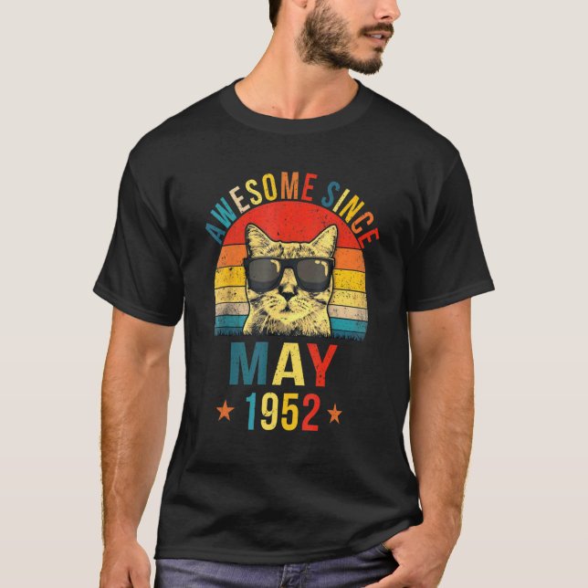 Camiseta Impresionante desde mayo de 1952 70º gato de cumpl (Anverso)
