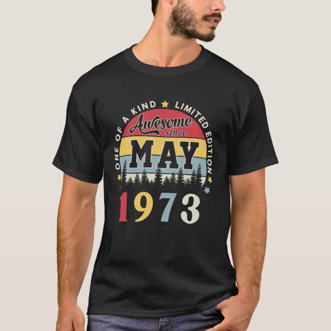 Camiseta Impresionante desde mayo de 1973 cumpleaños retro  (Anverso)