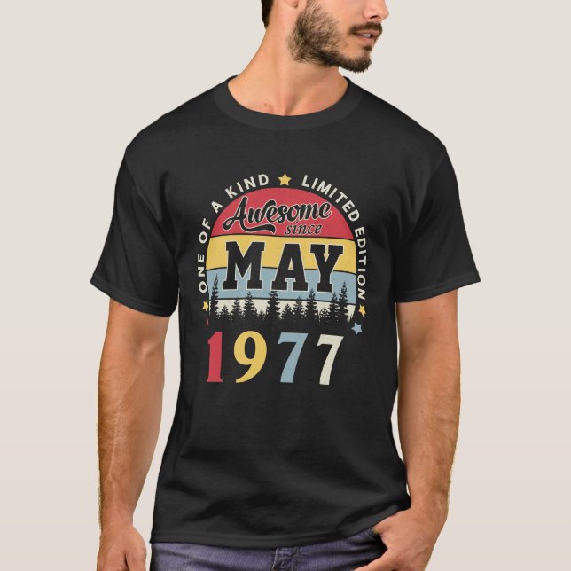 Camiseta Impresionante desde mayo de 1977 Vintage Retro Bir (Anverso)