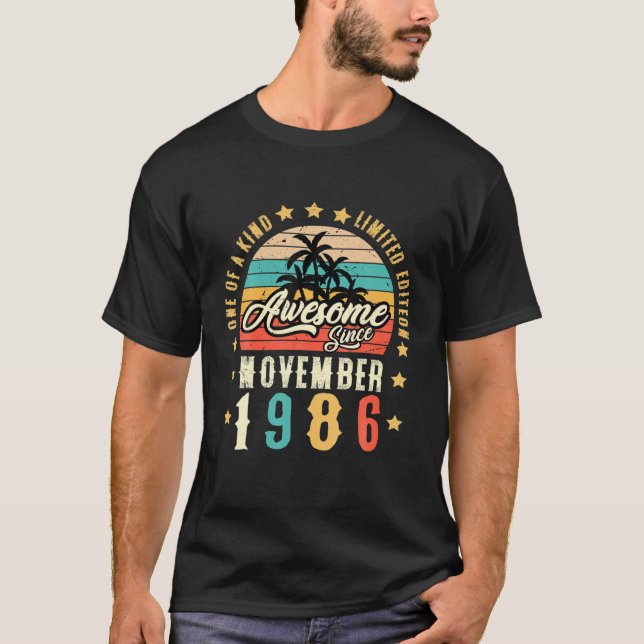 Camiseta Impresionante Desde Noviembre De 1986 Vintage Cump (Anverso)