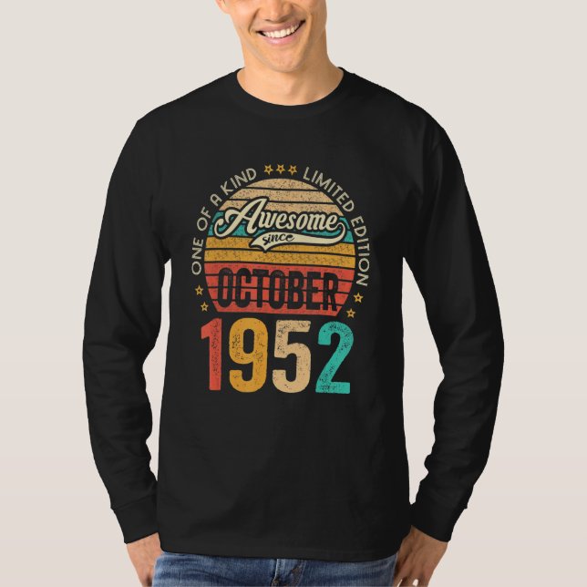 Camiseta Impresionante desde octubre de 1952 70 años de eda (Anverso)