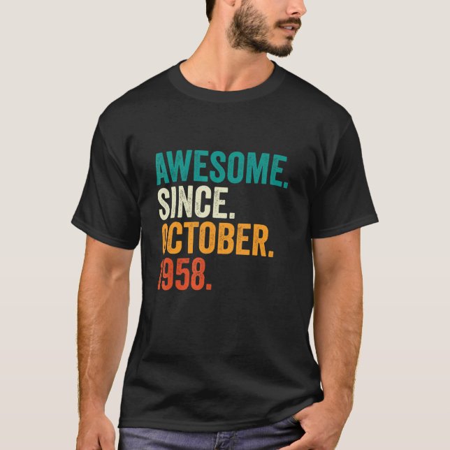 Camiseta Impresionante desde octubre de 1958 64 años de eda (Anverso)