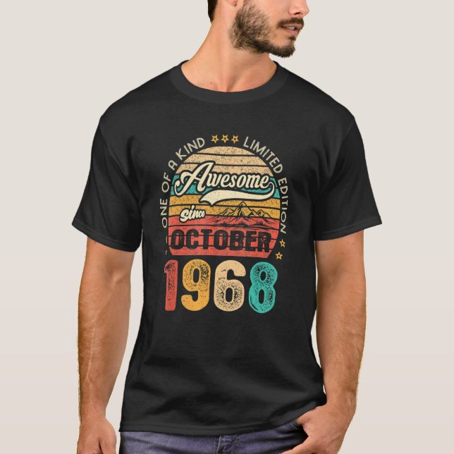 Camiseta Impresionante desde octubre de 1968 54 años de eda (Anverso)