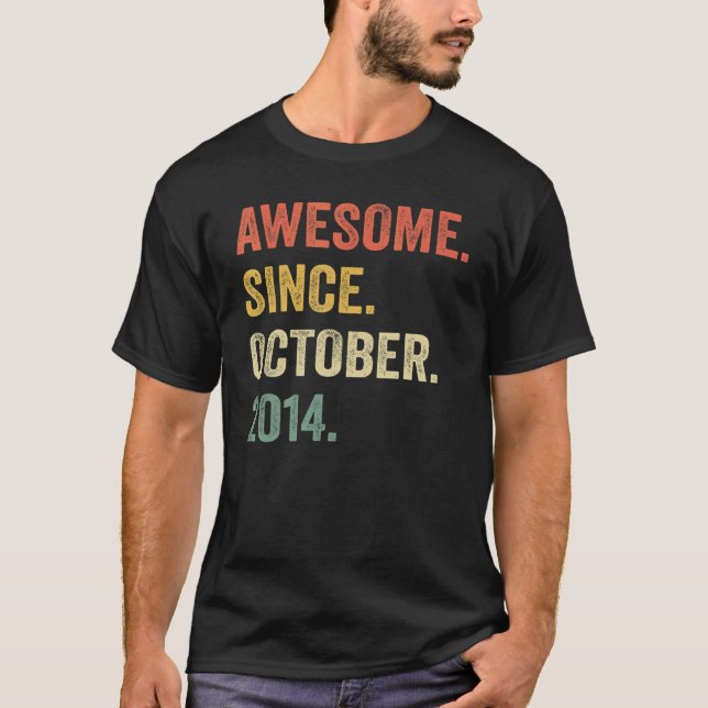 Camiseta Impresionante desde octubre de 2014 8º cumpleaños  (Anverso)