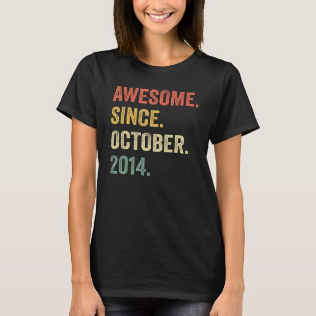 Camiseta Impresionante desde octubre de 2014 8º cumpleaños  (Anverso)