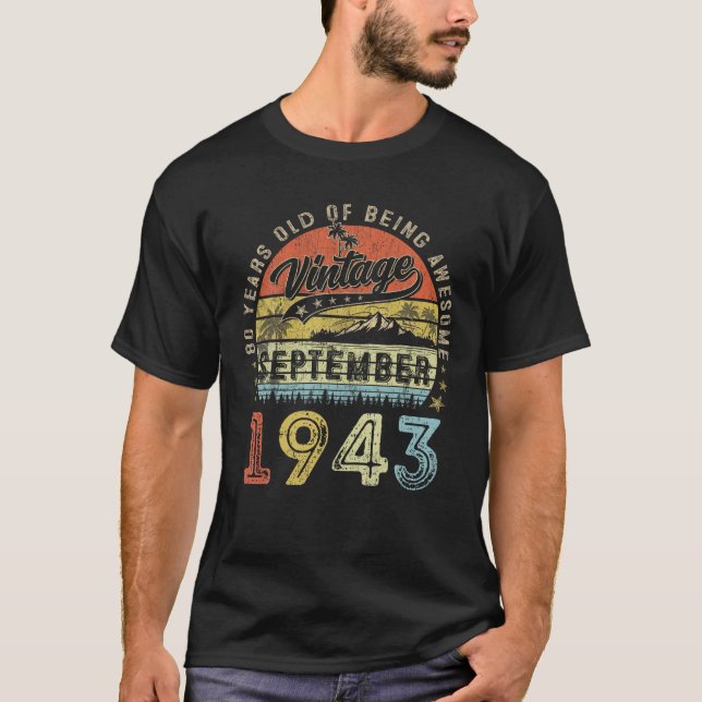 Camiseta Impresionante desde septiembre de 1943 Regalo Vint (Anverso)