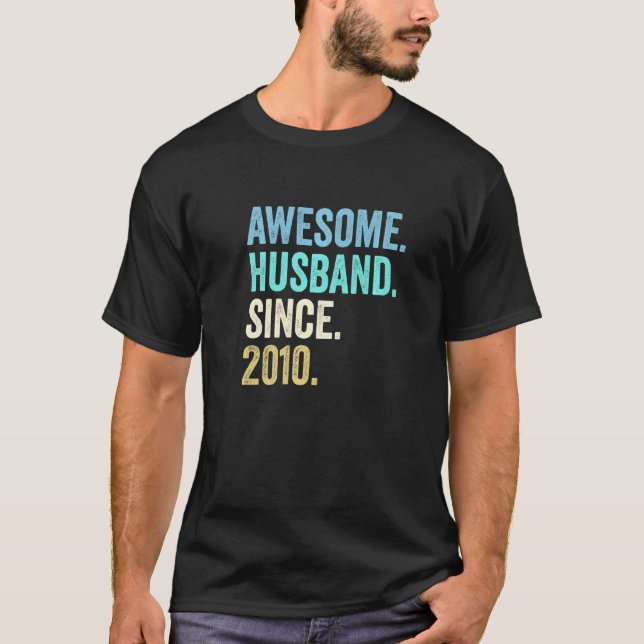 Camiseta Impresionante esposo hombre desde 2010 12º Boda An (Anverso)