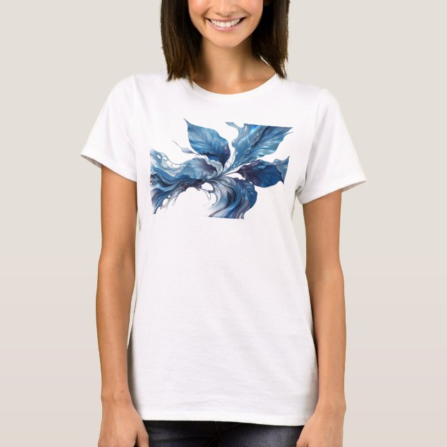 Camiseta Impresionante estampado de moda de hojas abstracta (Anverso)