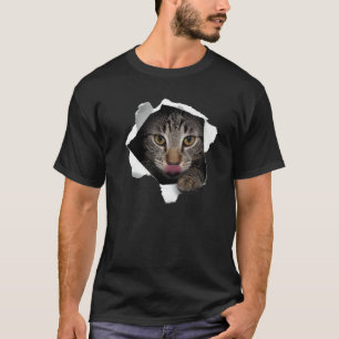 Camiseta Impresionante gato atigrado desgarró el paño gato