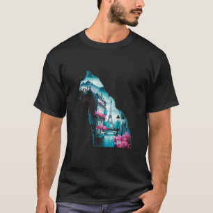 Camiseta Impresionante gato paisaje París silueta arte para
