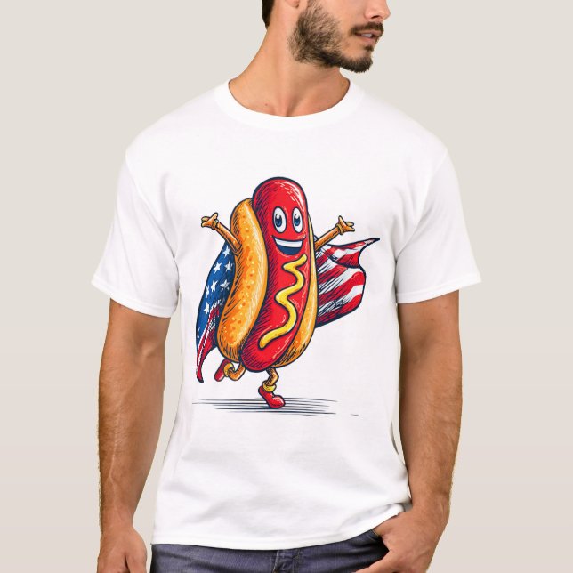 Camiseta Impresionante Hotdog En Los Colores Estadounidense (Anverso)