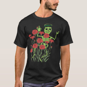 Camiseta Impresionante jardinería Tee Dancing Skeleton Gard