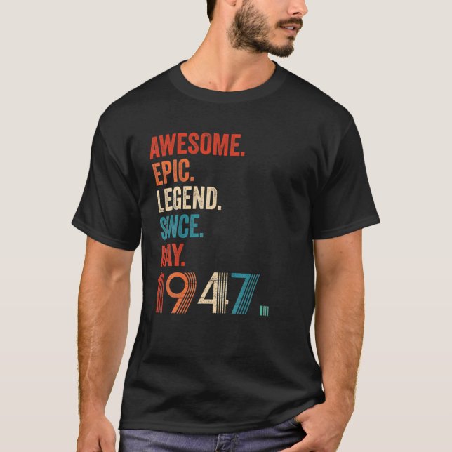 Camiseta Impresionante Leyenda Épica Desde Mayo De 1947 75º (Anverso)