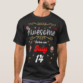 Camiseta Impresionante nacido el 14 de Julio Flowers & Butt