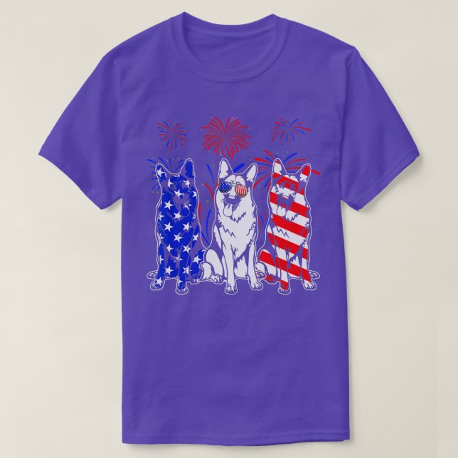 Camiseta Impresionante Pastor Alemán Perro Bandera American (Diseño del anverso)