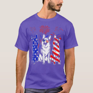 Camiseta Impresionante Pastor Alemán Perro Bandera American