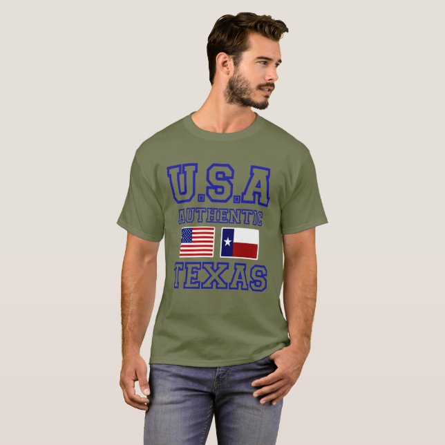 Camiseta Impresionante Patriótico Auténtico Texas (Anverso completo)