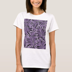Camiseta Impresionante patrón de hojas en lino y gris