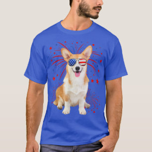 Camiseta Impresionante Perro Corgi Bandera Americana 4 De J