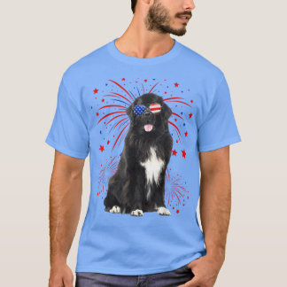 Camiseta Impresionante Perro De Terranova Bandera Estadouni