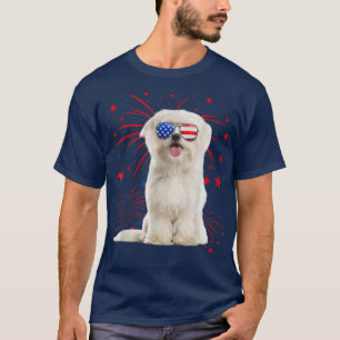 Camiseta Impresionante Perro Maltés Bandera Estadounidense 