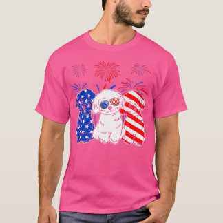 Camiseta Impresionante Perro Maltés Bandera Estadounidense