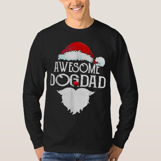 Camiseta Impresionante perro papá Navidades Santa Hat Funny (Anverso)