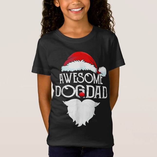 Camiseta Impresionante perro papá Navidades Santa Hat Funny (Anverso)