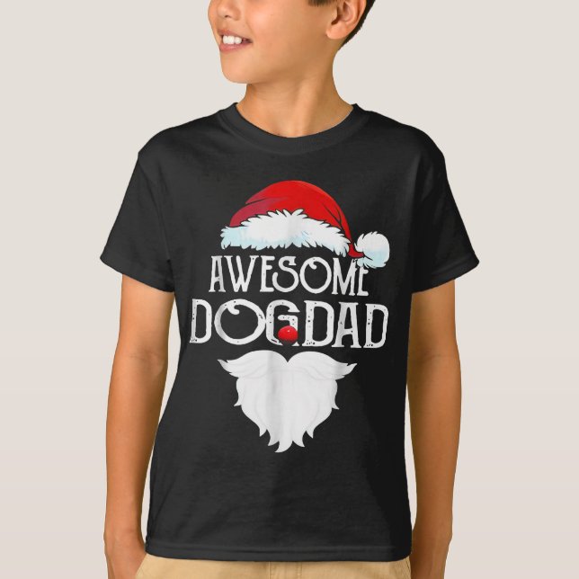 Camiseta Impresionante perro papá Navidades Santa Hat Funny (Anverso)