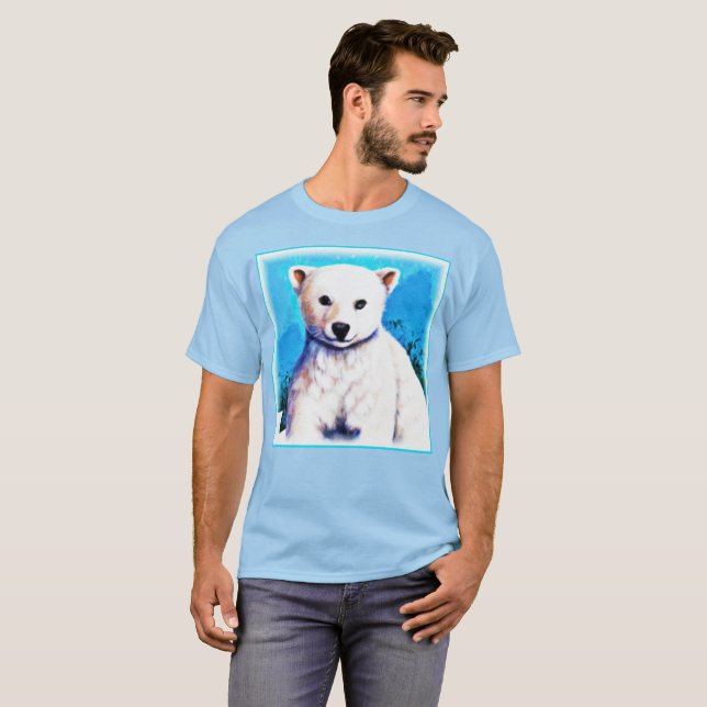 Camiseta Impresionante pintura de un cubo de oso polar. ¡Ha (Anverso completo)