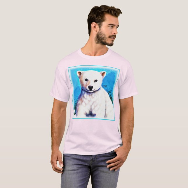Camiseta Impresionante pintura de un cubo de oso polar. ¡Ha (Anverso completo)