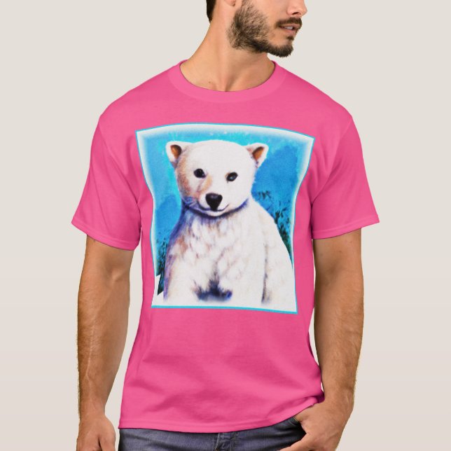 Camiseta Impresionante pintura de un cubo de oso polar. ¡Ha (Anverso)