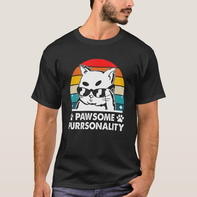Camiseta Impresionante Purrsonality Funny Cat Pun Cun Felin (Anverso)