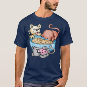 Camiseta Impresionante Ramen Tee Kawaii Cat Ramen Noodles R