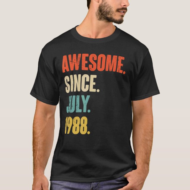 Camiseta Impresionante regalo desde julio de 1988 de 34 año (Anverso)