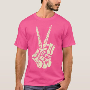 Camiseta Impresionante seña de paz de mano de esqueleto de
