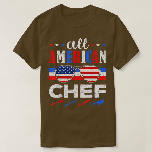 Camiseta Impresionante Todo Chef Estadounidense Patriótico  (Diseño del anverso)