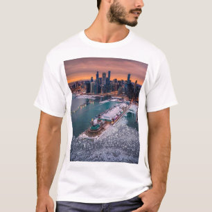 Camiseta Impresionante vista aérea invernal del horizonte d