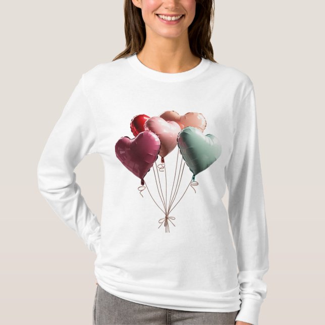 Camiseta 🎈 Impresionantes globos de corazón 3D - Perfecto  (Anverso)