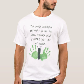 Camiseta impresiones de la mano de la mariposa