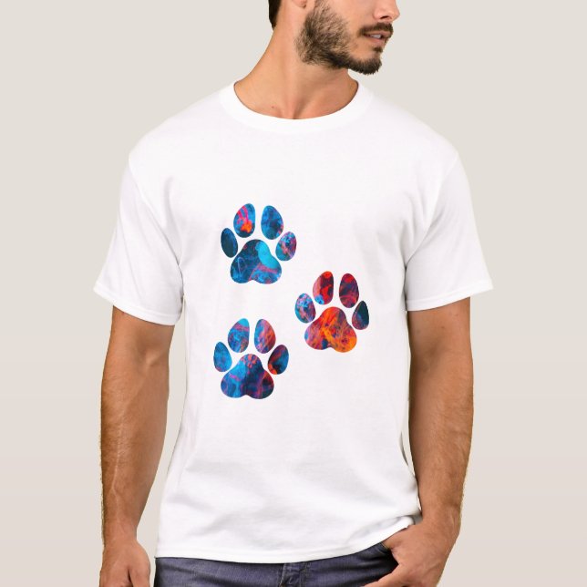 Camiseta Impresiones de la pata de perro - Tinta en el agua (Anverso)