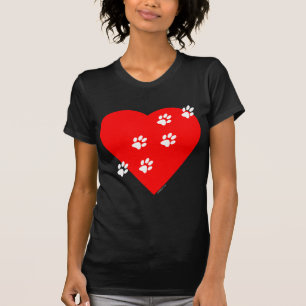 Camiseta Impresiones de la pata en mi corazón - rojo