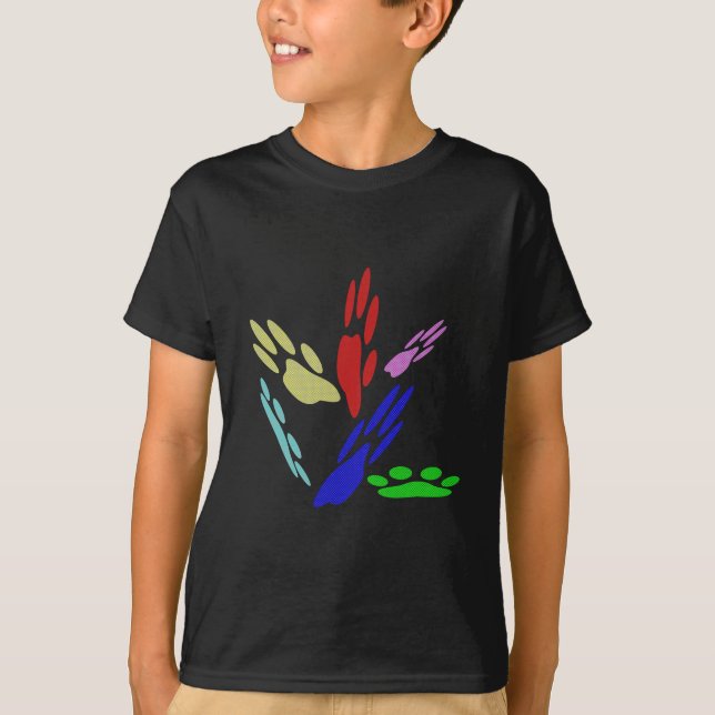 Camiseta Impresiones de pata de perro con puntos de polka (Anverso)