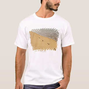Camiseta Impresiones del pie en arena con la onda