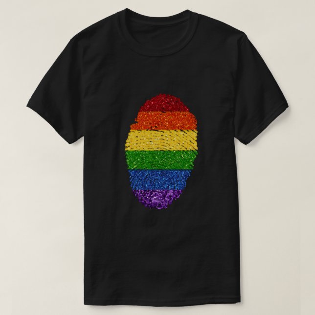 Camiseta Impresiones digitales del Purpurina arcoiris del O (Diseño del anverso)